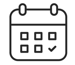 Calendar icon with check mark, online therapy booking symbol