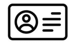 Outline icon of a user profile card, symbolizing online anonymous therapy chat